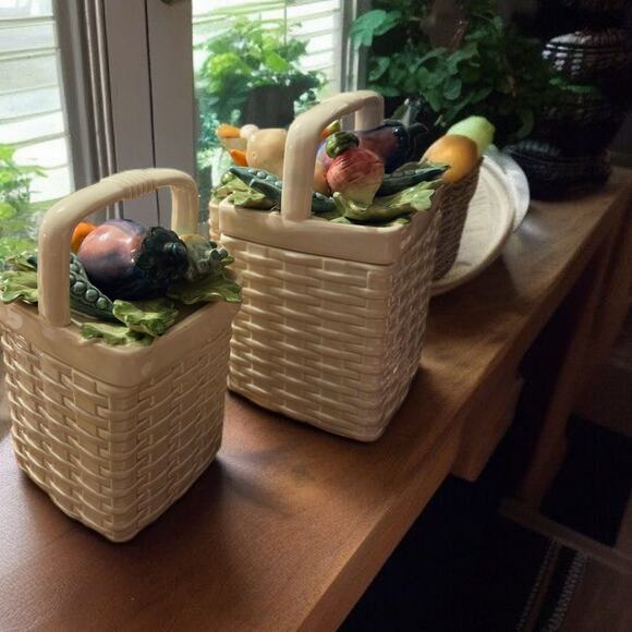 Fitz and Floyd Basketweave Kitchen Harvest Collection 4pc Canister Set w/ Lids - Picture 4 of 12